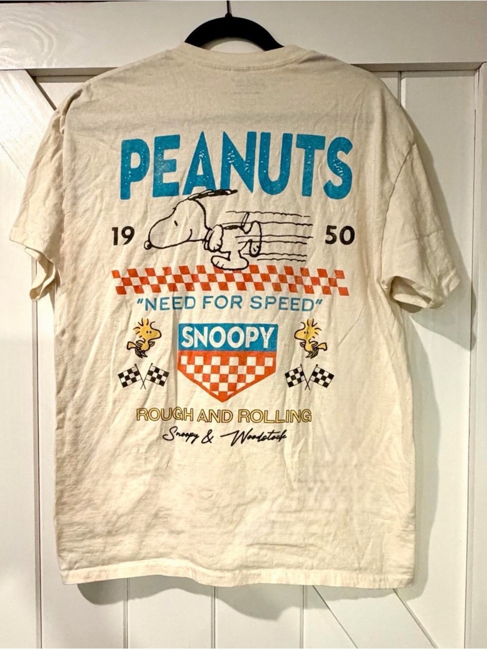 Peanuts snoopy need for speed racing tshirt